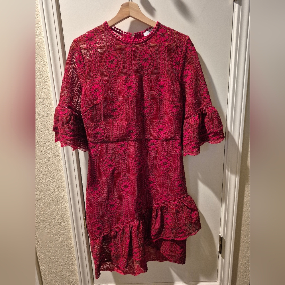 Elegant Red Lace Dress By ONE ONE SIX sz Small